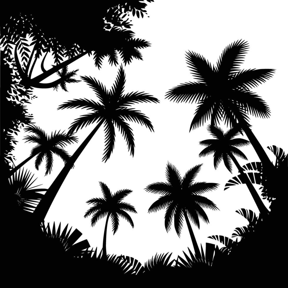 Palm trees in the jungle vector