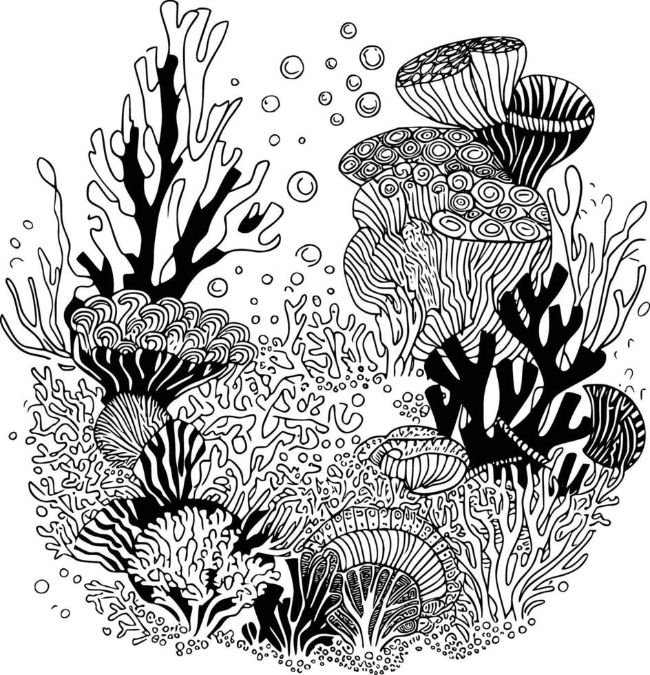 An underwater scene with coral and other plants vector