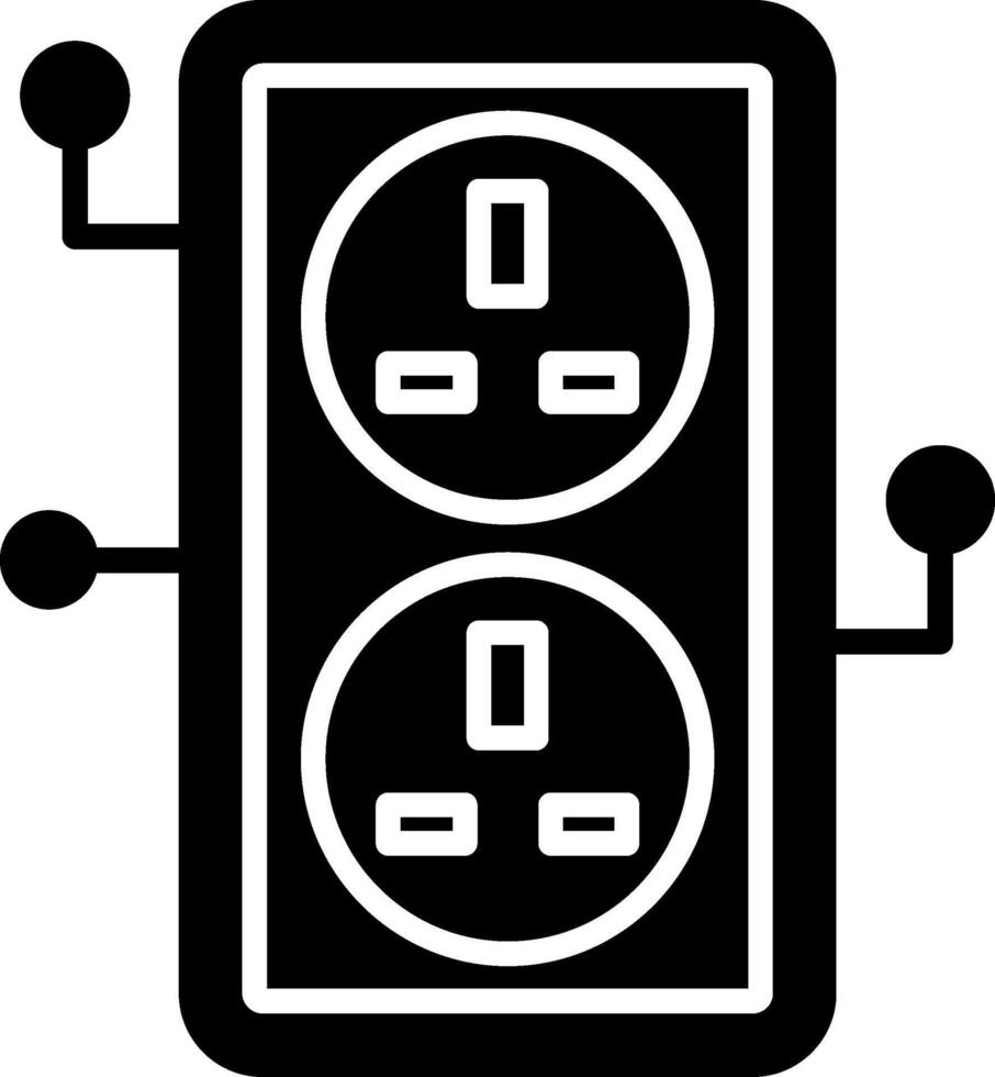 Smart Power Socket Automated Outlet Glyph vector