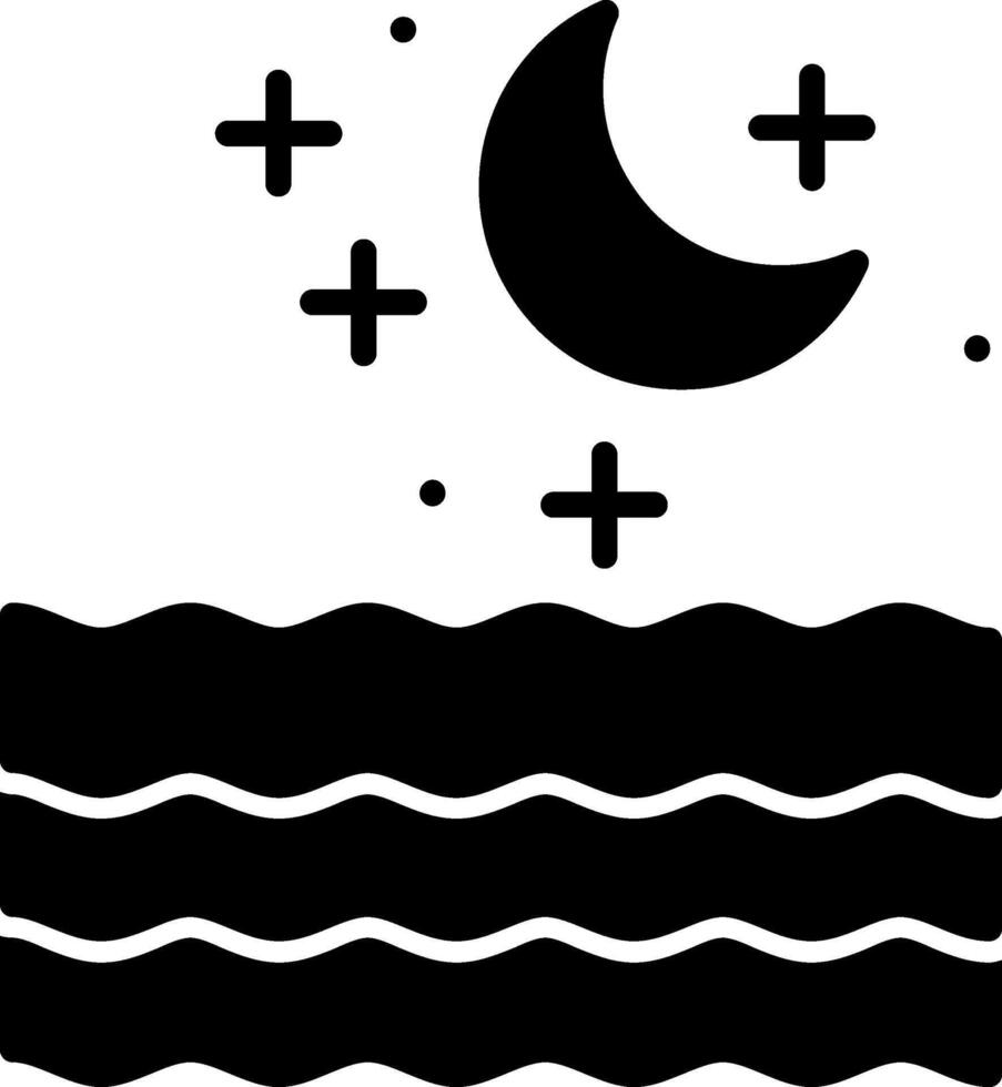 Sea Night Ocean at Dusk Glyph vector