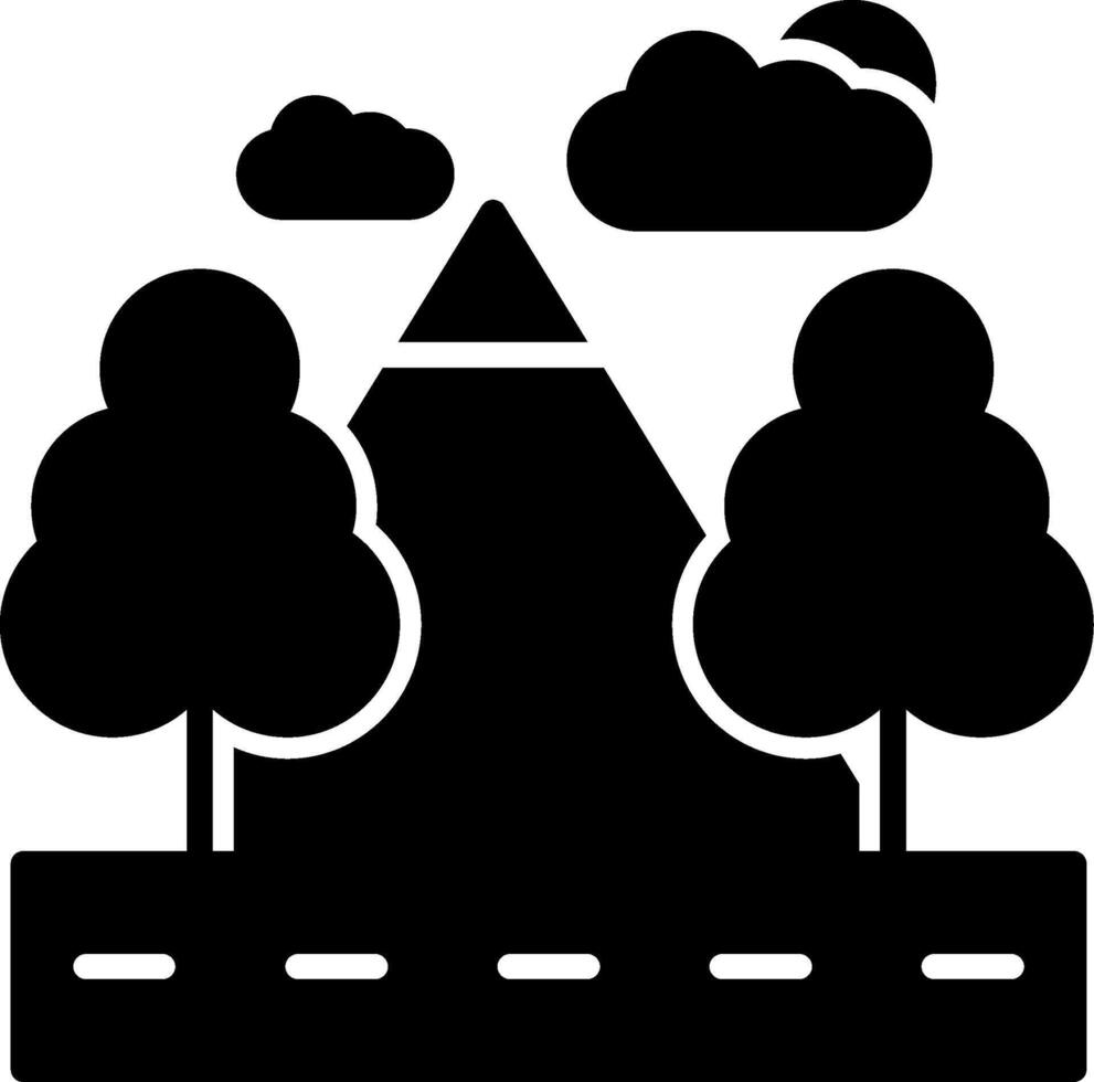 Mountains Night View Glyph vector