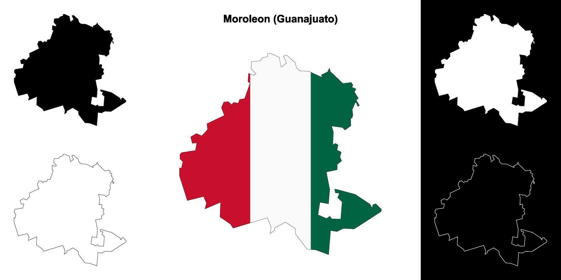 Moroleon municipality, Gunajuato outline map set vector