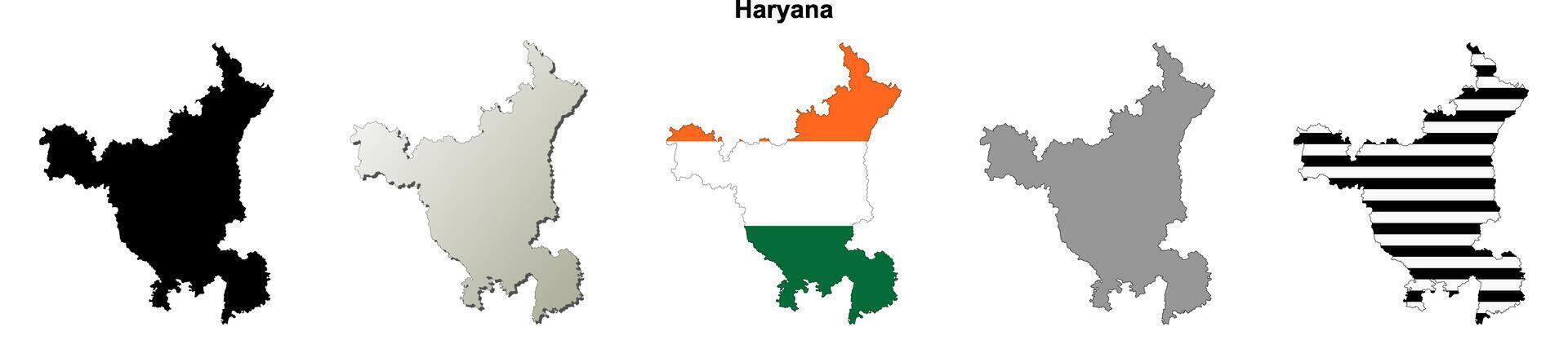 Haryana state blank outline map set vector