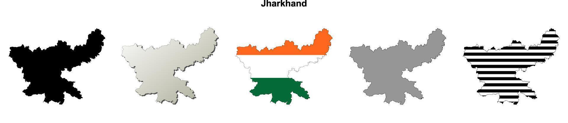 Jharkhand state blank outline map set vector