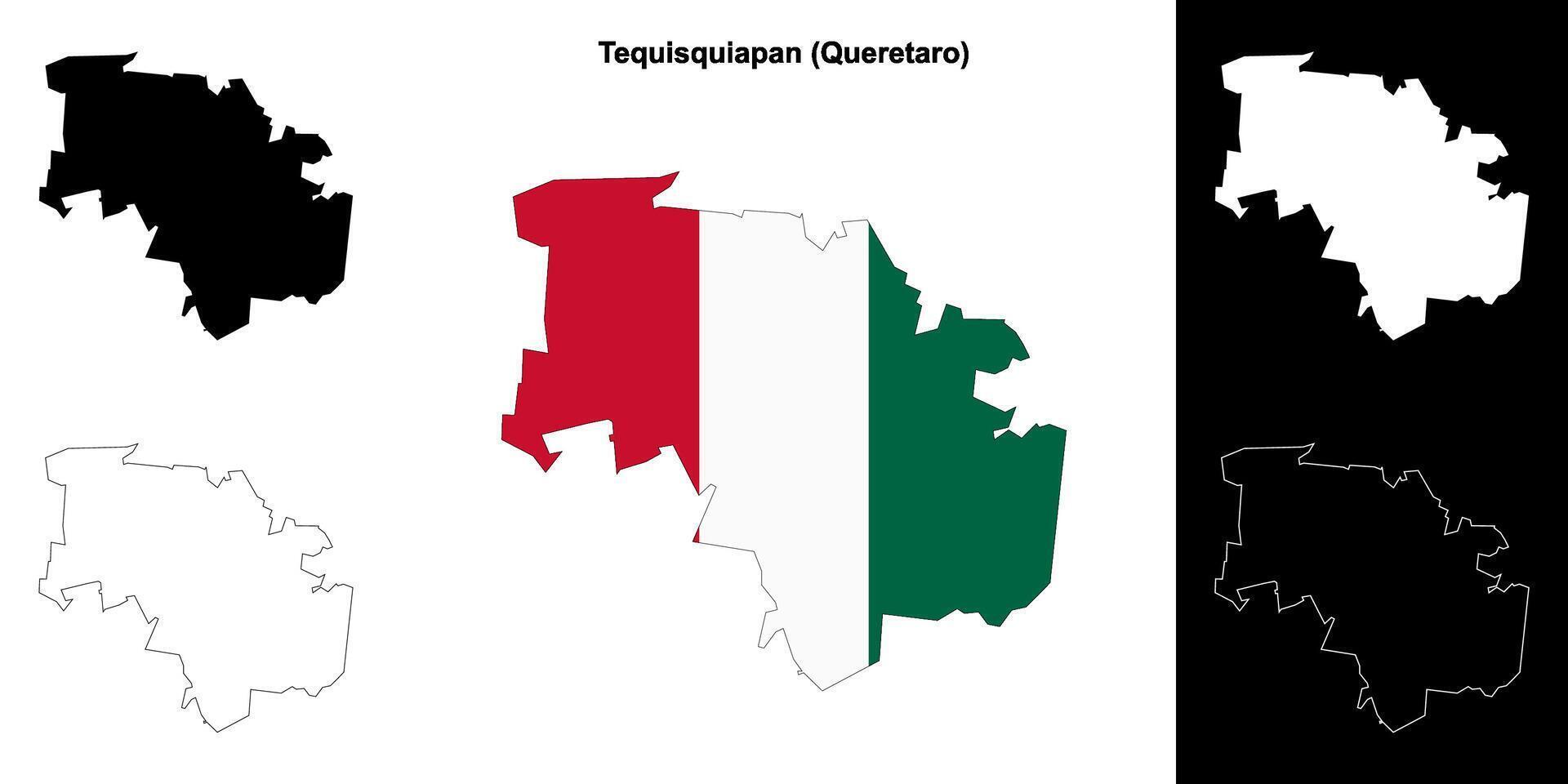 Tequisquiapan municipality, Queretaro outline map set vector