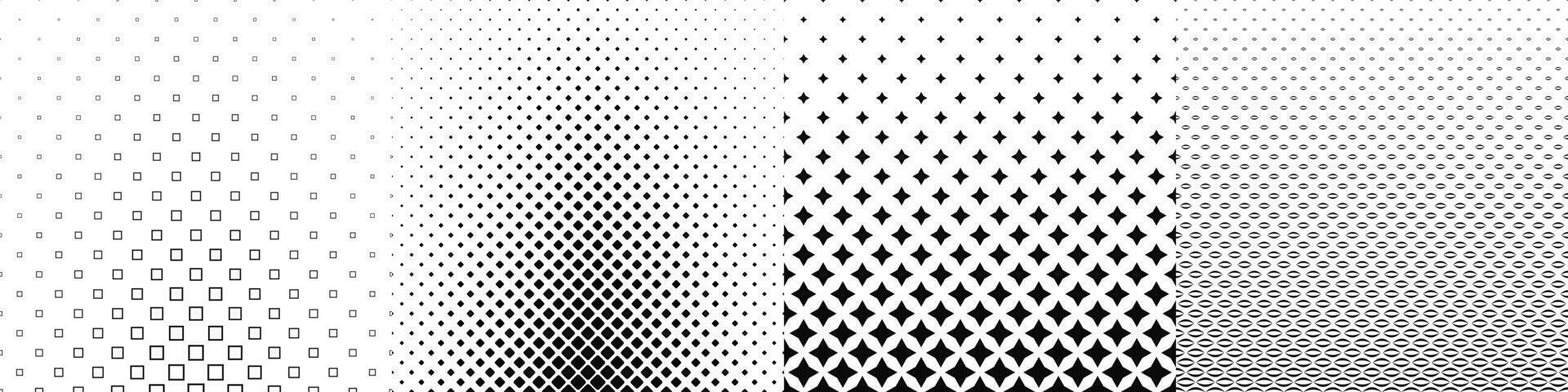 Black and white pattern collection with different geometric shapes vector