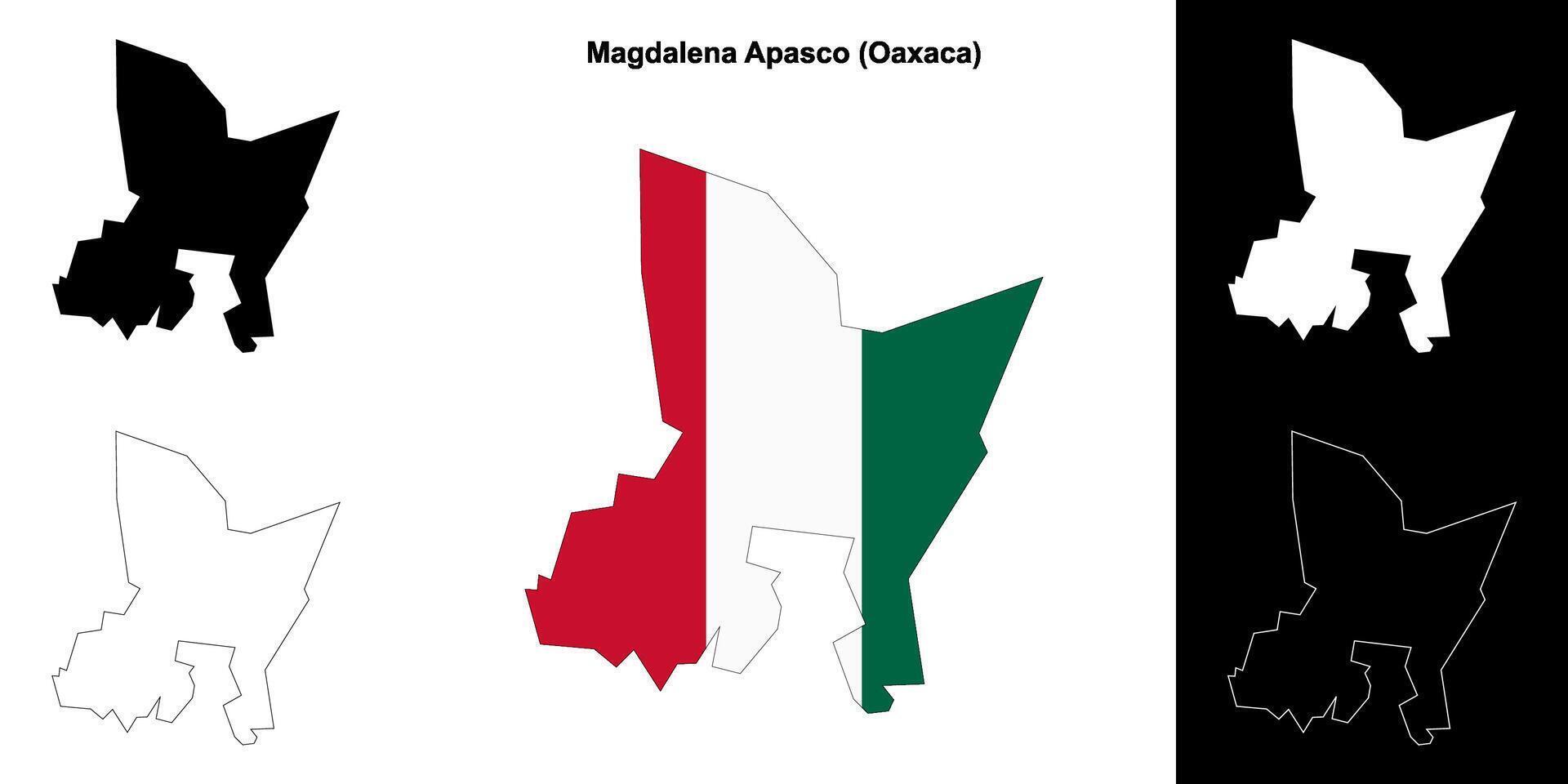 Magdalena Apasco municipality, Oaxaca outline map set vector
