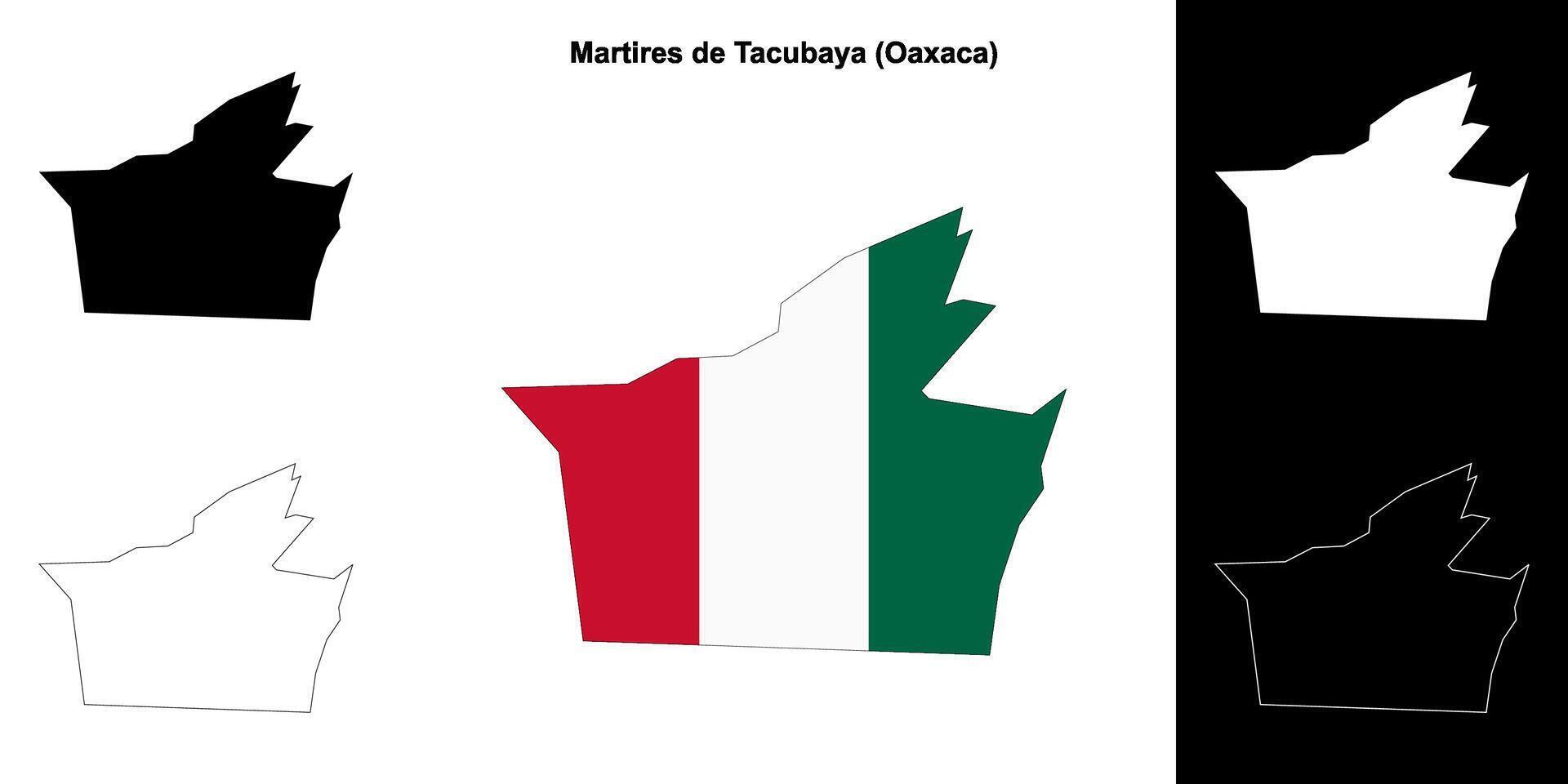 Martires de Tacubaya municipality, Oaxaca outline map set vector