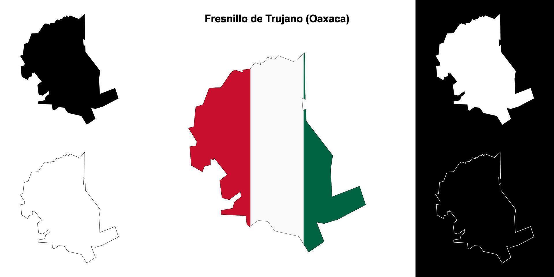 Fresnillo de Trujano municipality, Oaxaca outline map set vector