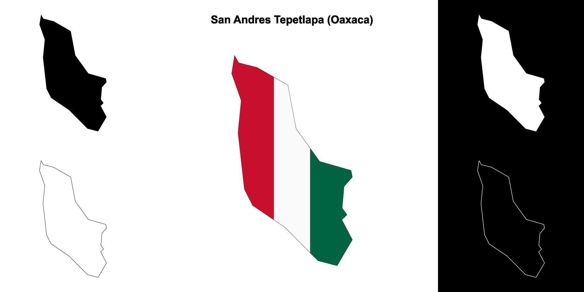 San Andres Tepetlapa municipality, Oaxaca outline map set vector