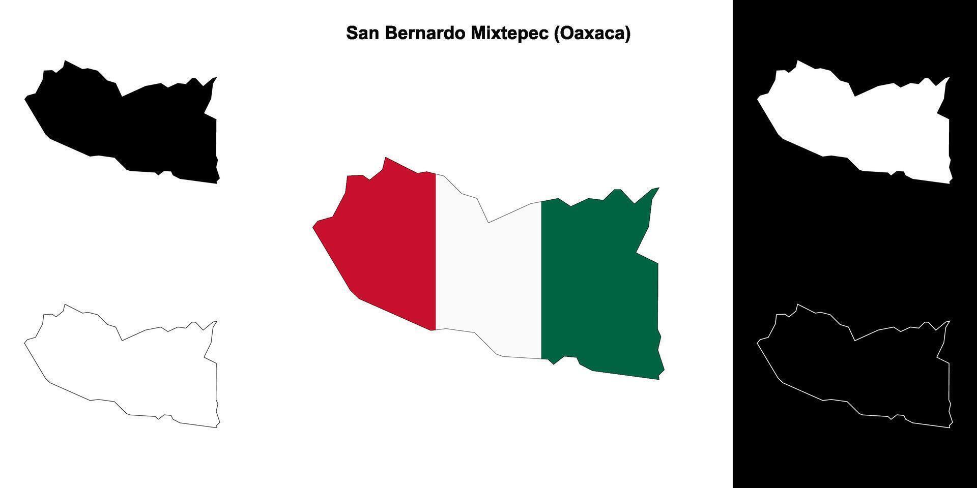 San Bernardo Mixtepec municipality, Oaxaca outline map set vector