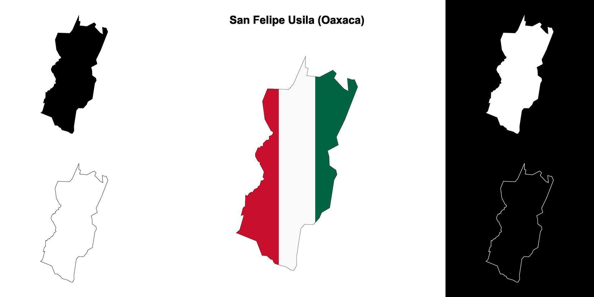 San Felipe Usila municipality, Oaxaca outline map set vector