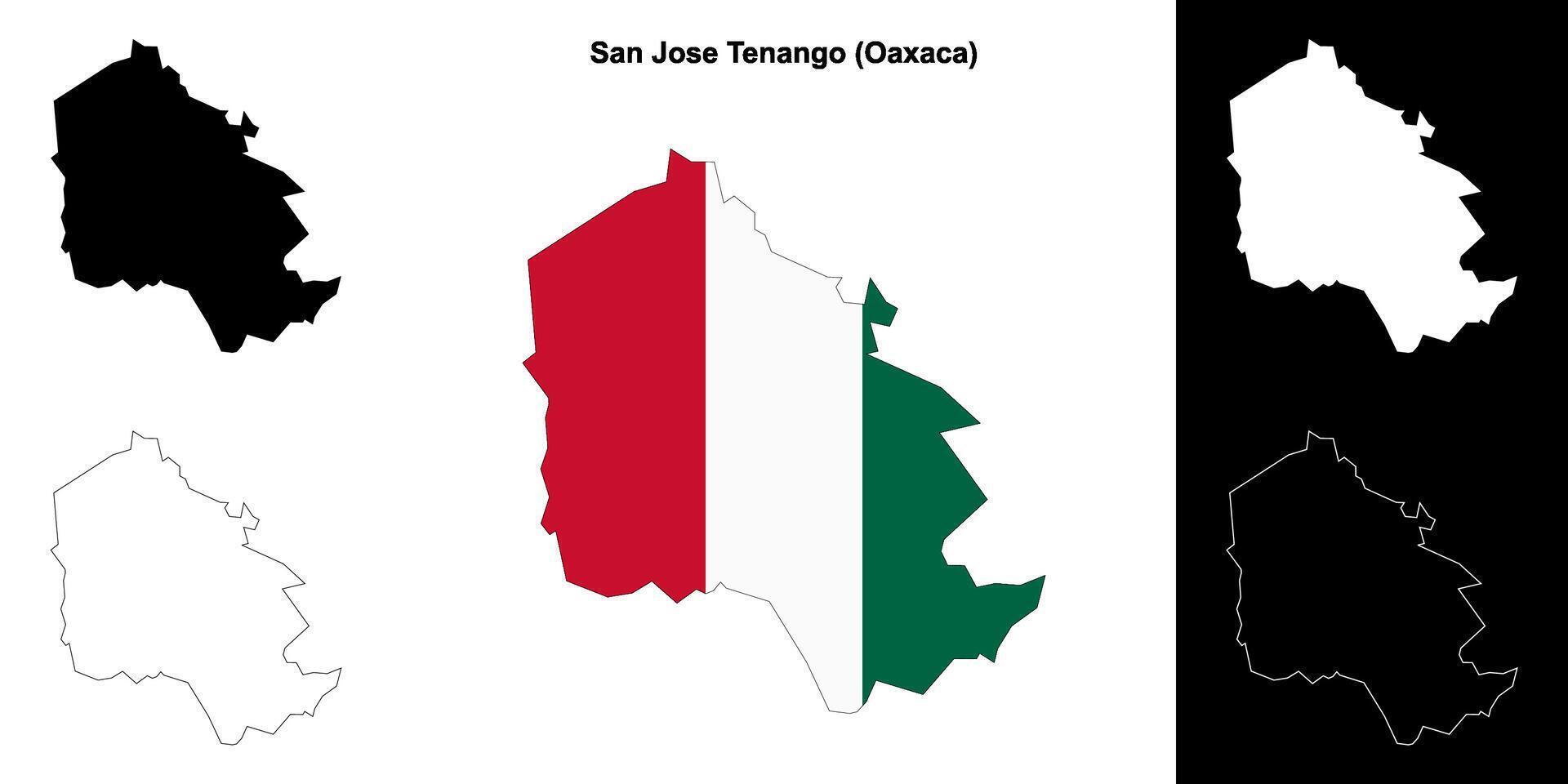 San Jose Tenango municipality, Oaxaca outline map set vector