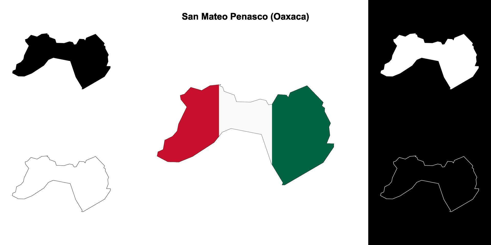 San Mateo Penasco municipality, Oaxaca outline map set vector