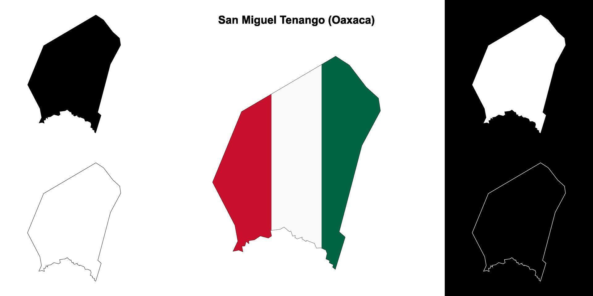 San Miguel Tenango municipality, Oaxaca outline map set vector