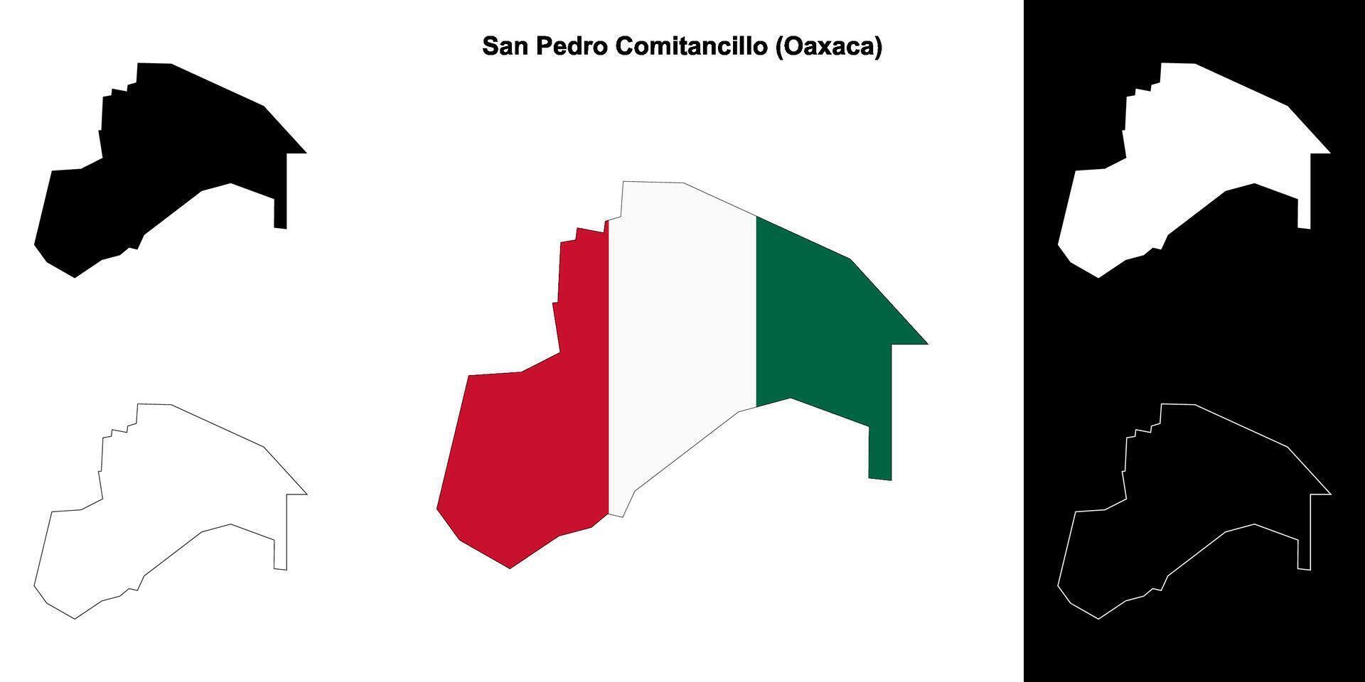 San Pedro Comitancillo municipality, Oaxaca outline map set vector