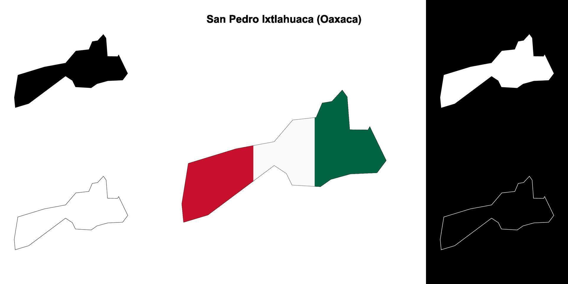 San Pedro Ixtlahuaca municipality, Oaxaca outline map set vector