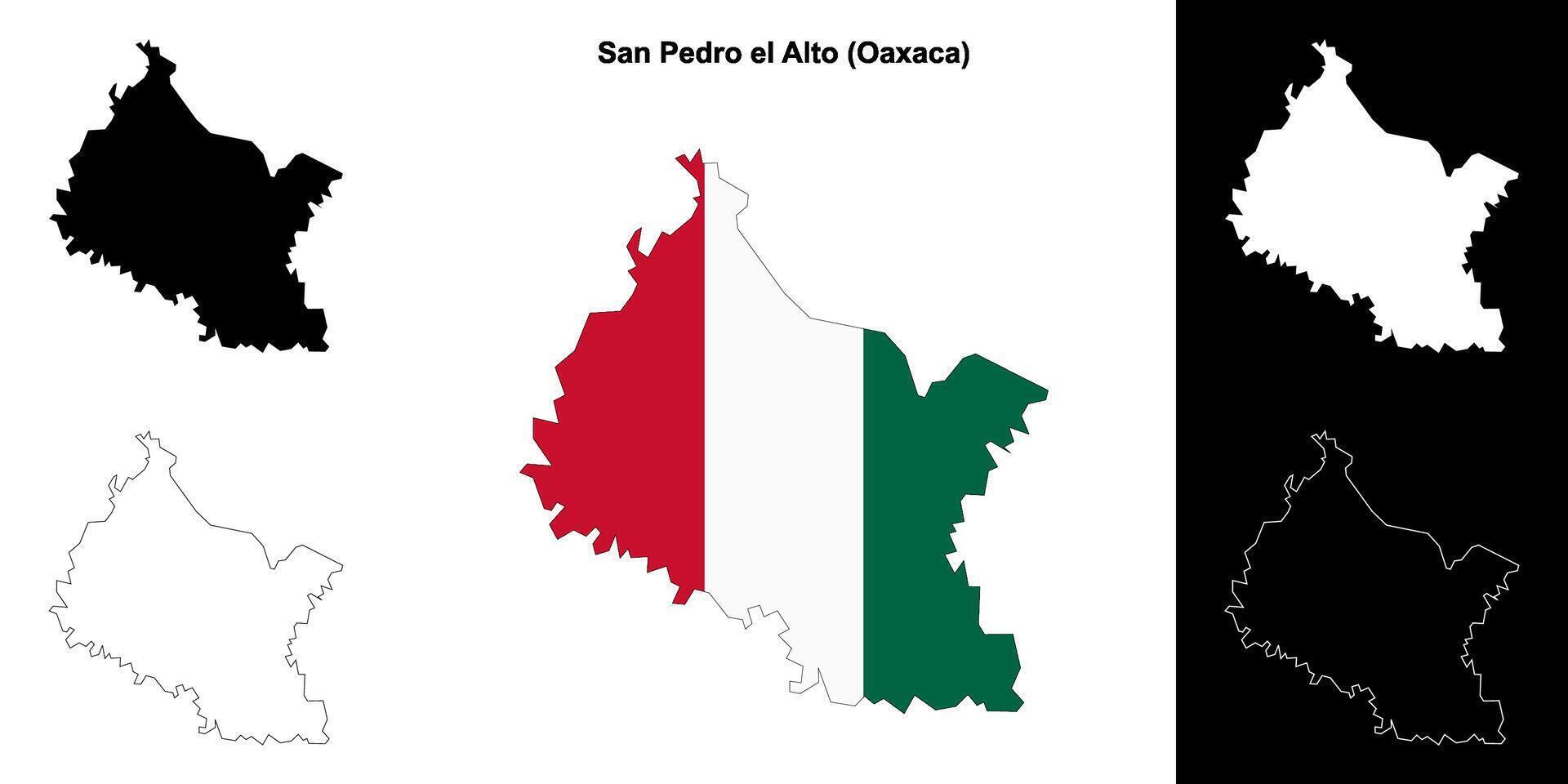 San Pedro el Alto municipality, Oaxaca outline map set vector