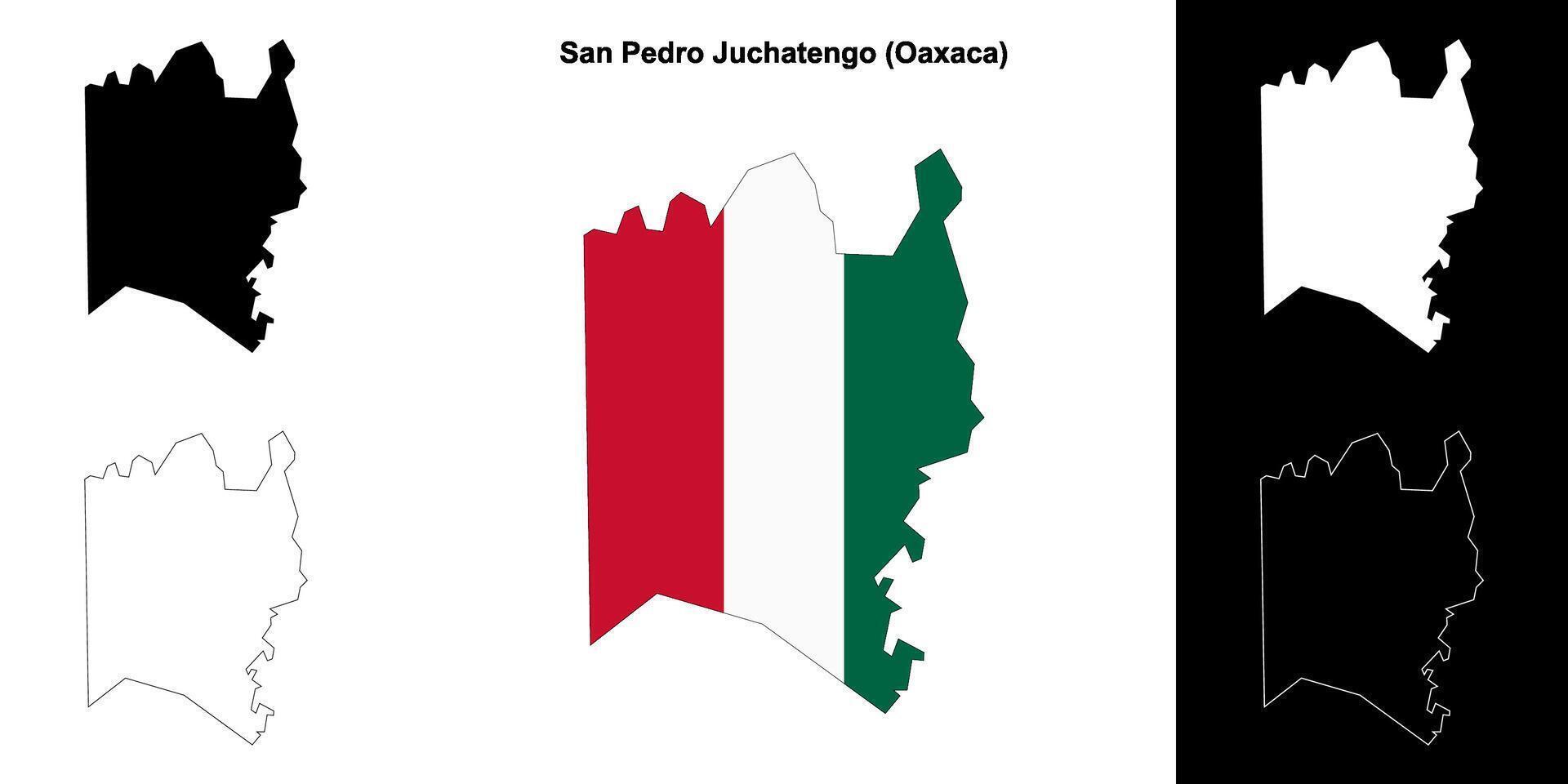 San Pedro Juchatengo municipality, Oaxaca outline map set vector