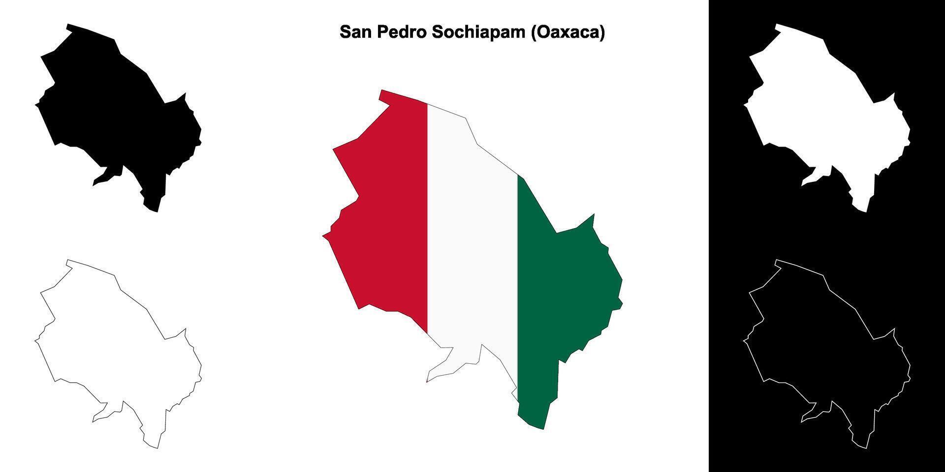 San Pedro Sochiapam municipality, Oaxaca outline map set vector