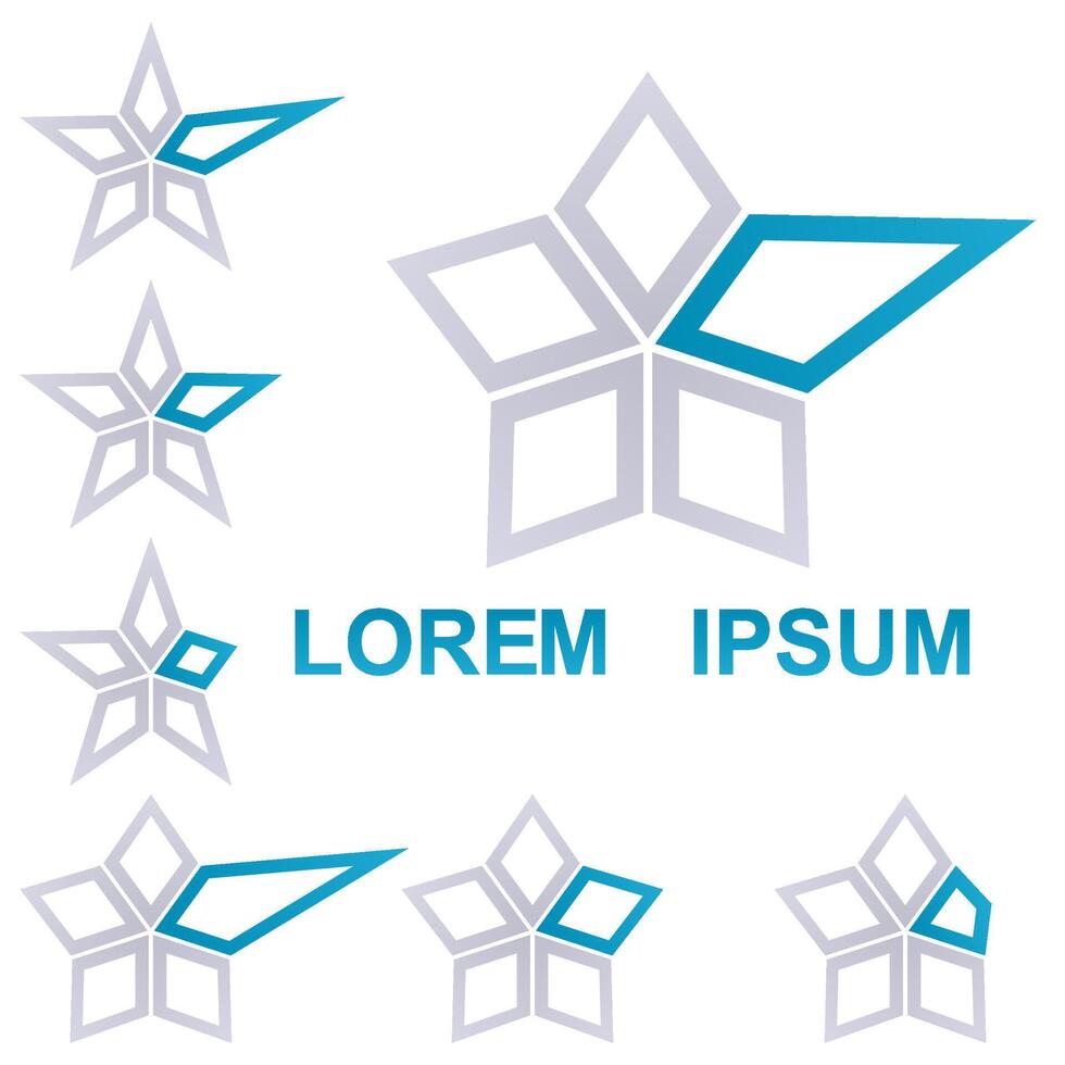 Grey and blue star icon design set vector