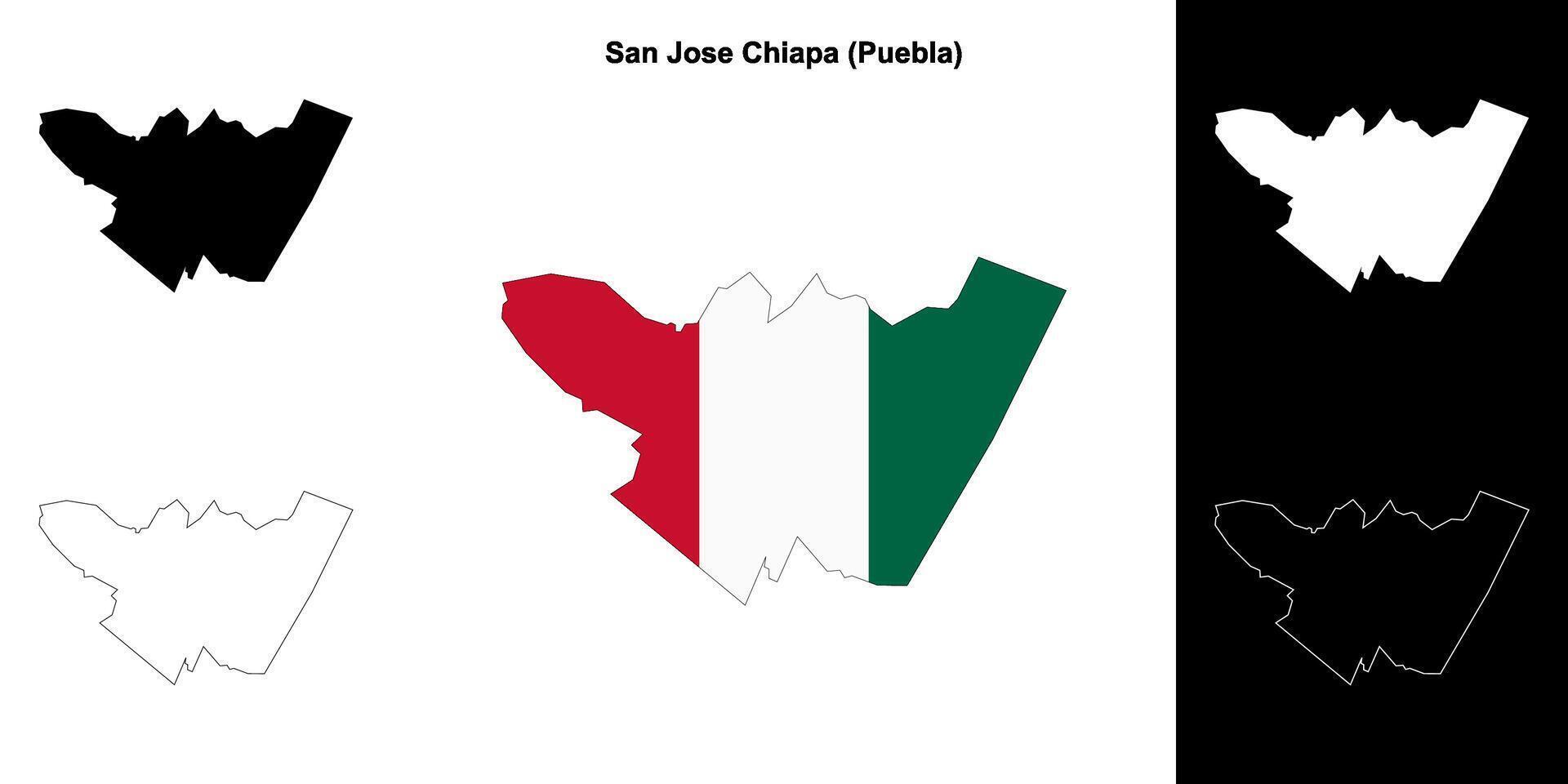 San Jose Chiapa municipality, Puebla outline map set vector