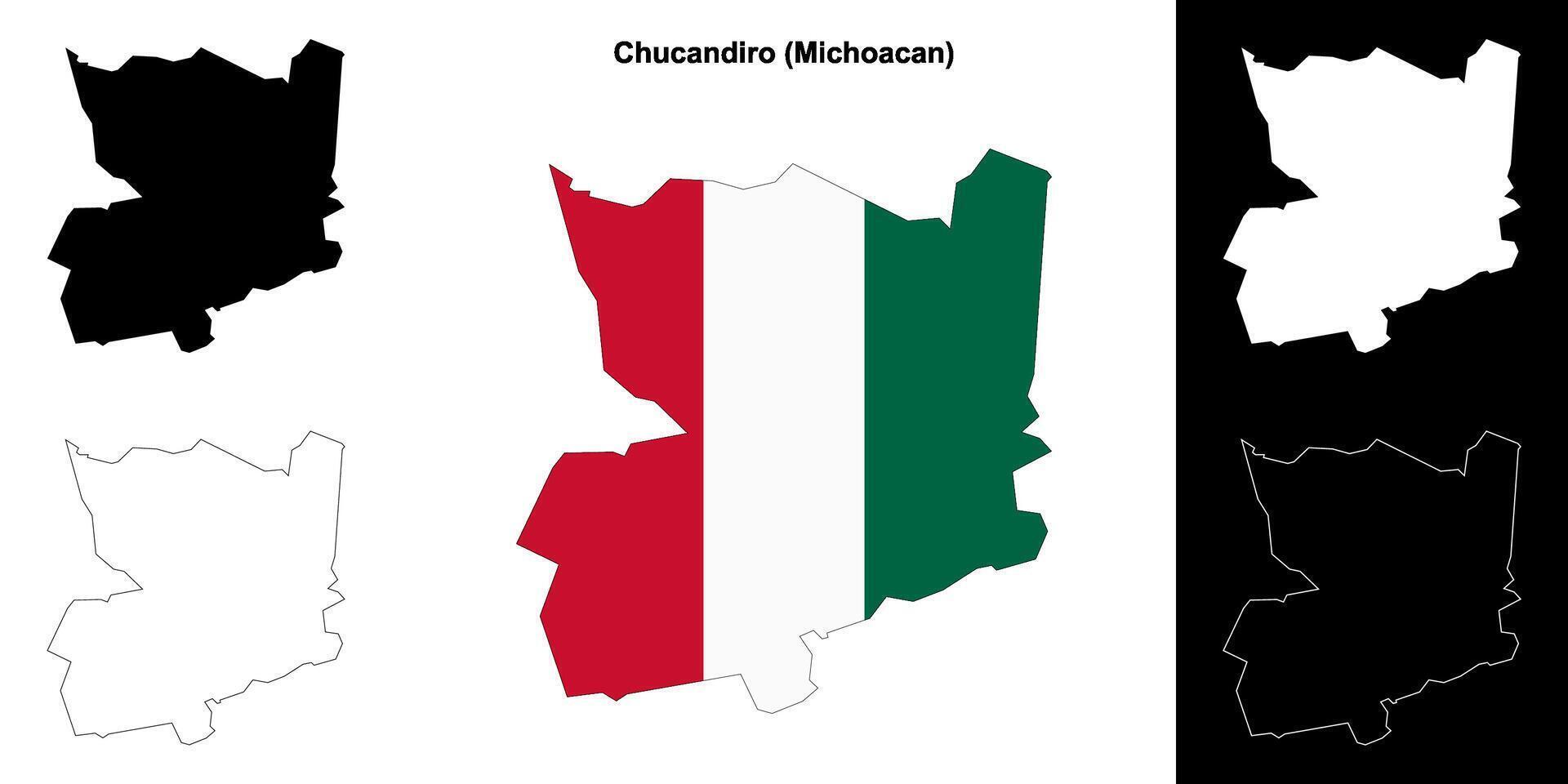 Chucandiro municipality, Michoacan outline map set vector