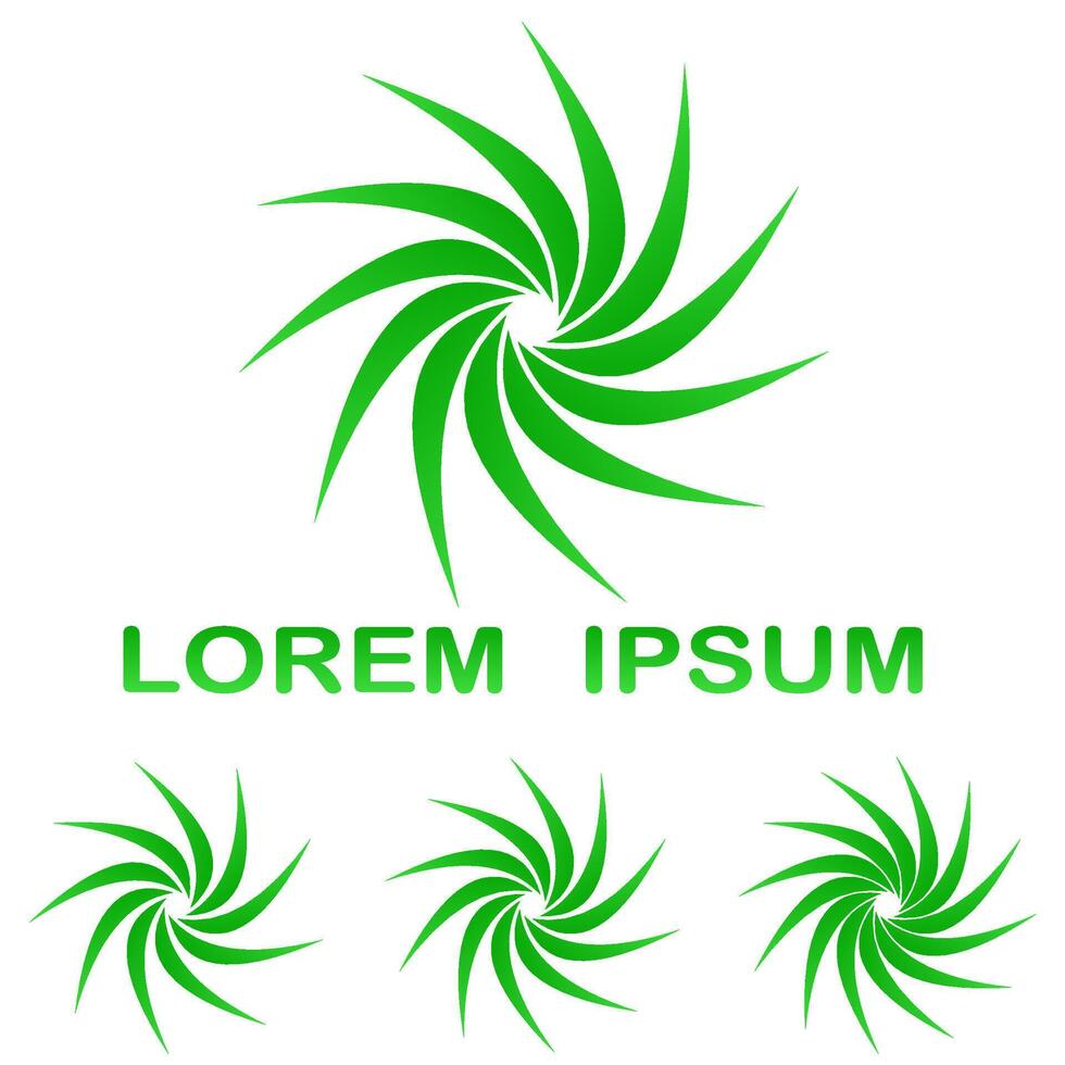 Green stylized plant symbol template set vector