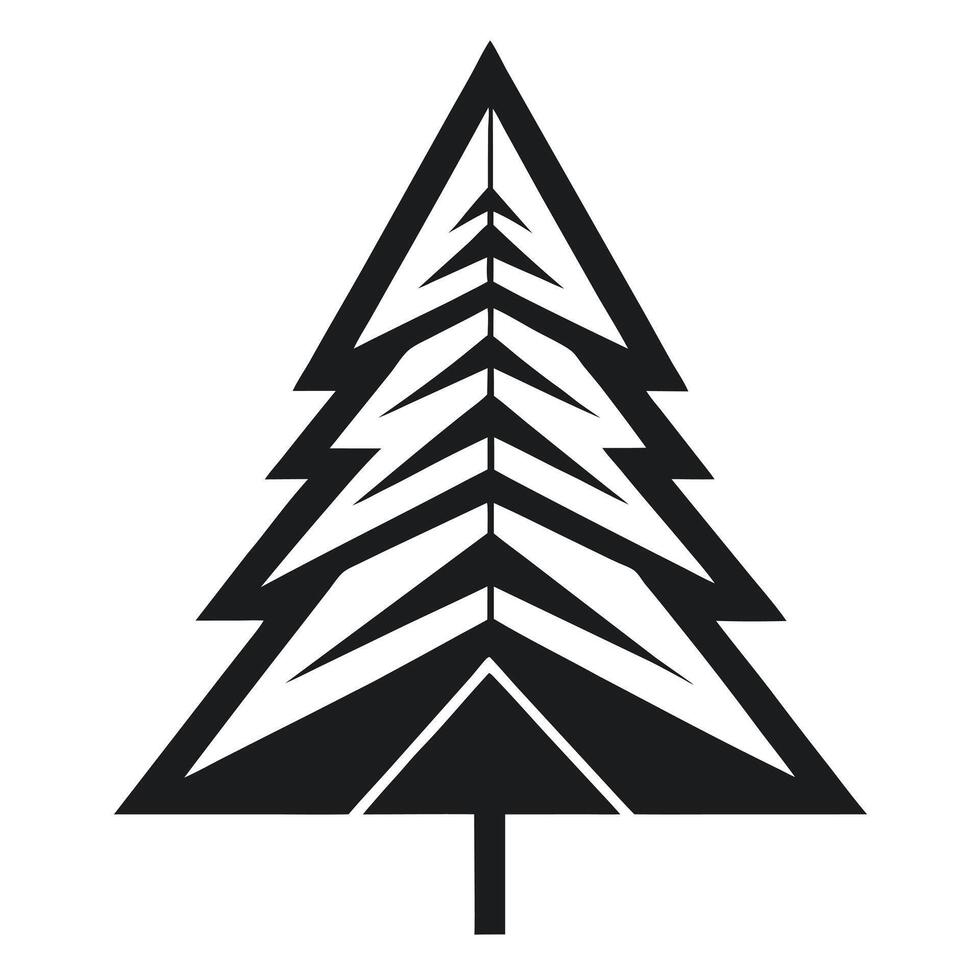 Abstract Evergreen Tree Black And White vector