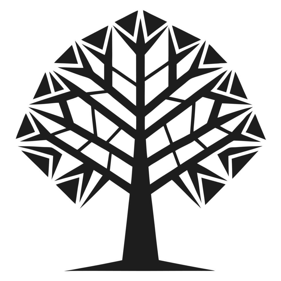 Abstract Geometric Tree Black And White Design vector