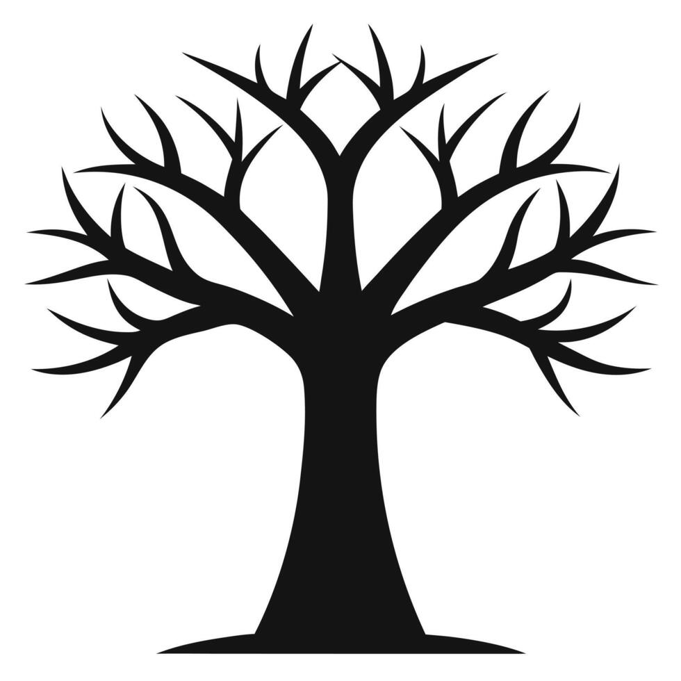 Bare Tree Silhouette Isolated Black Graphic vector