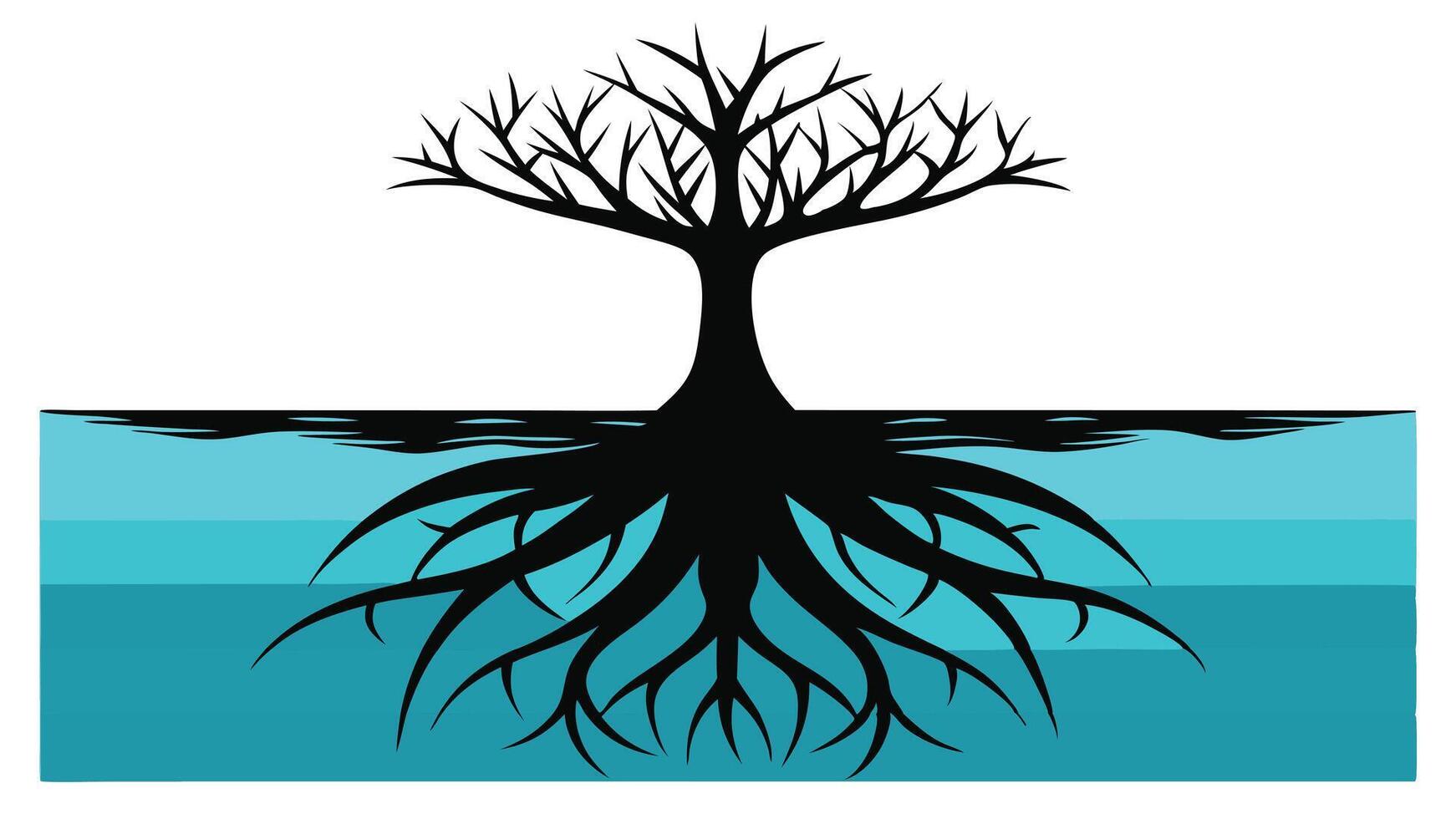 Bare Tree Roots Turquoise Graphic vector