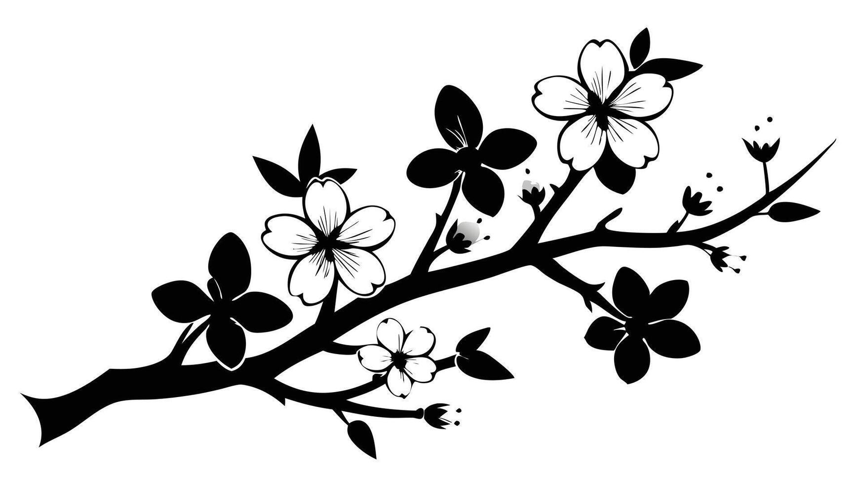 Black And White Floral Branch Design vector