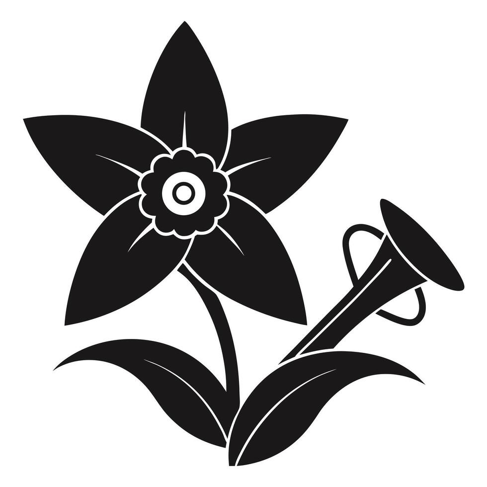 Black And White Daffodil Silhouette vector