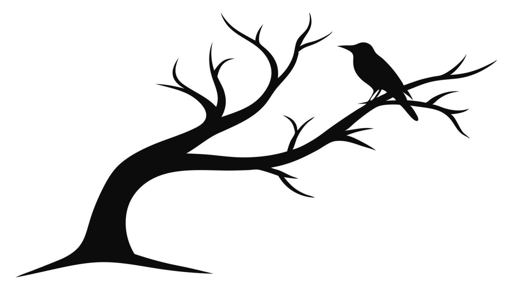 Bird Sitting On A Bare Tree vector