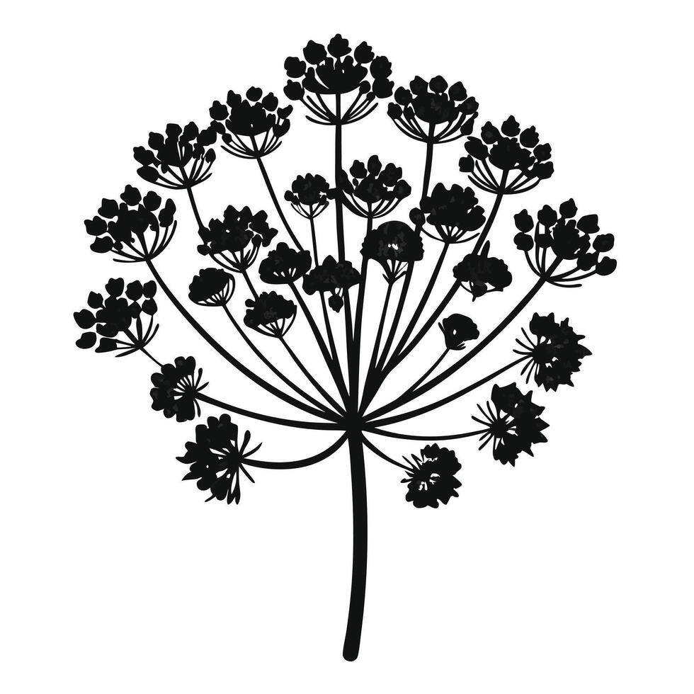 Black And White Wildflower Silhouette vector