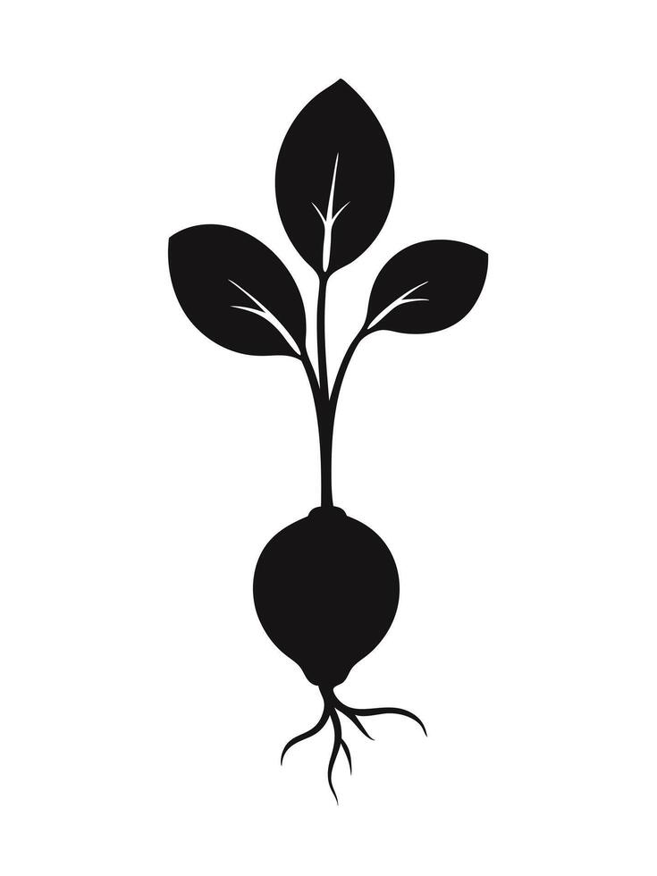 Black Vegetable Silhouette With Leaves vector