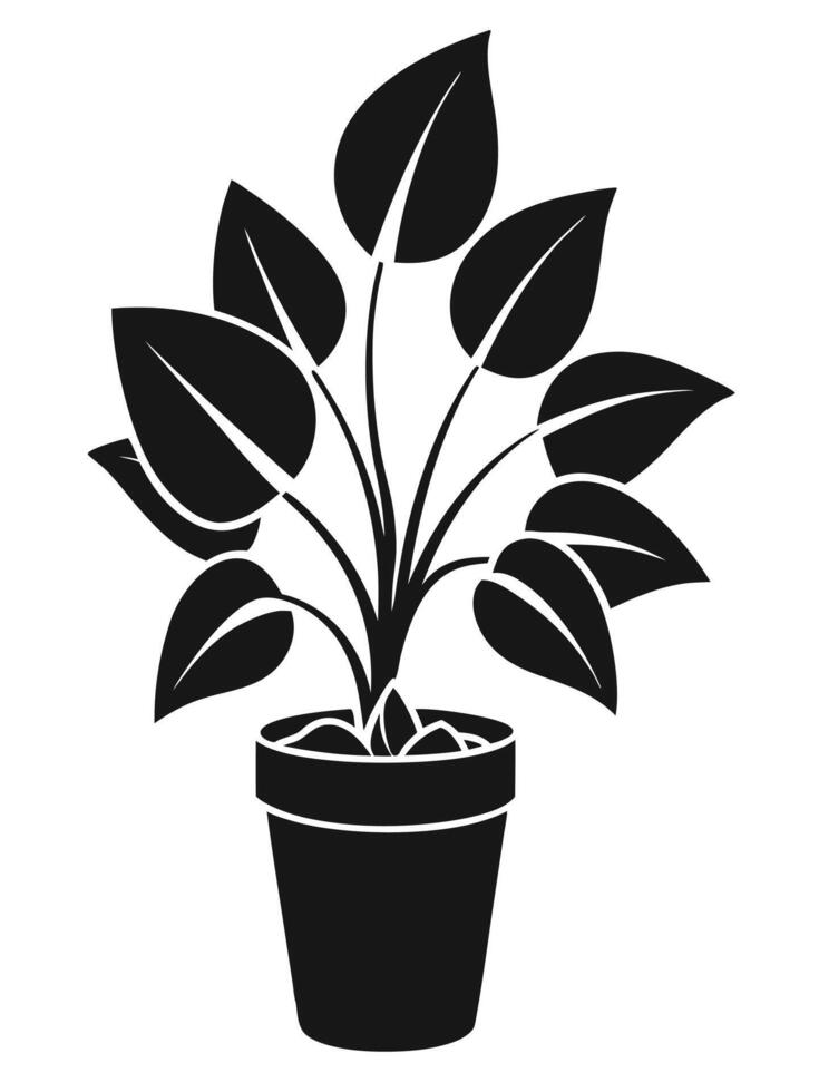 Black Potted Plant Simple vector
