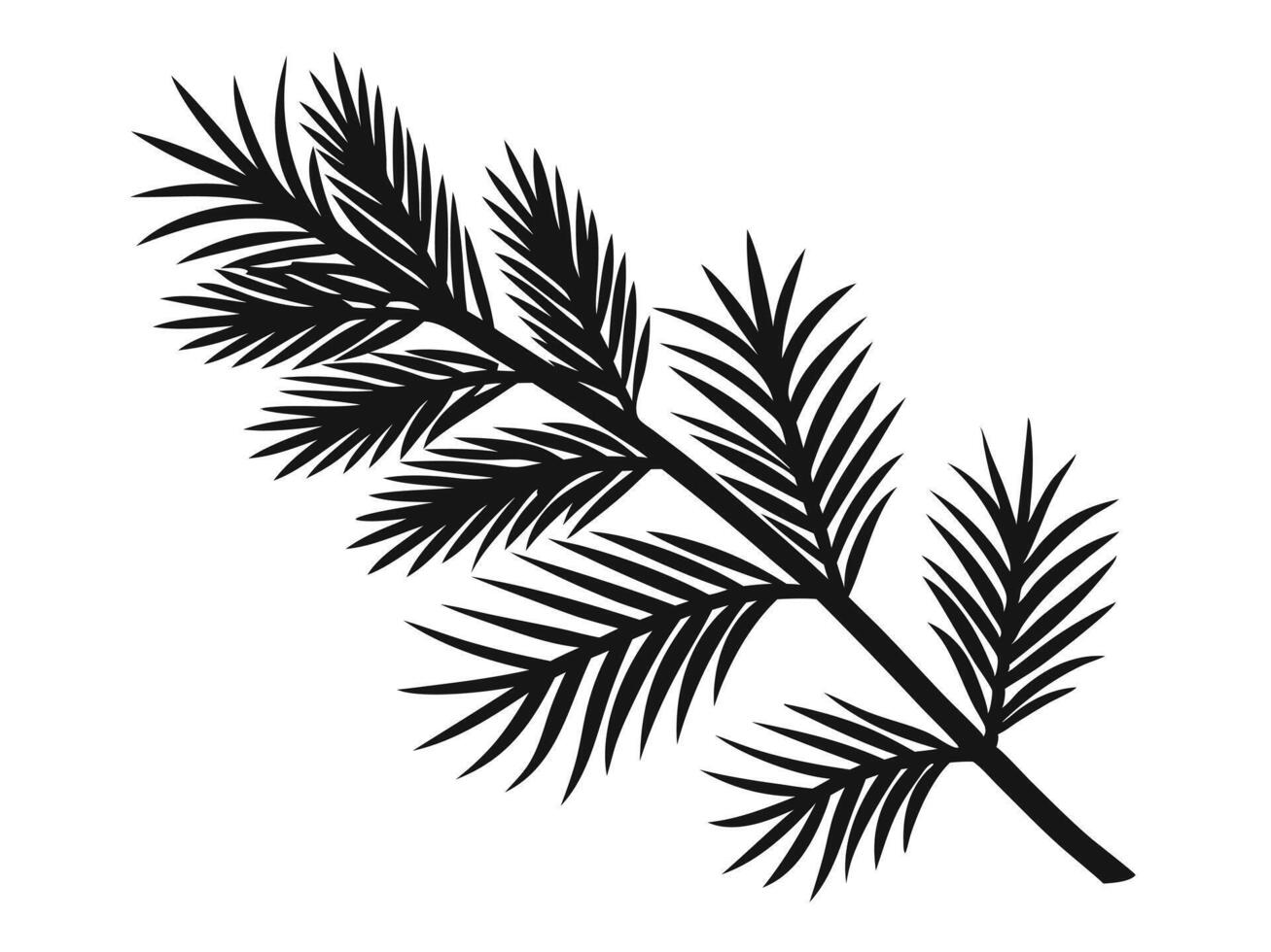 Black Silhouette Of A Pine Branch vector