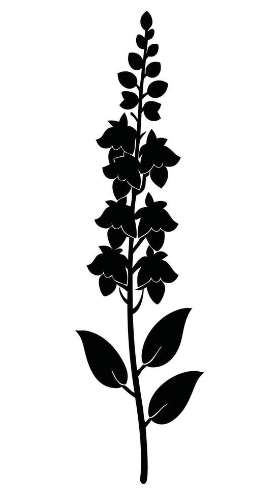 Black Silhouette Of Flower Branch vector