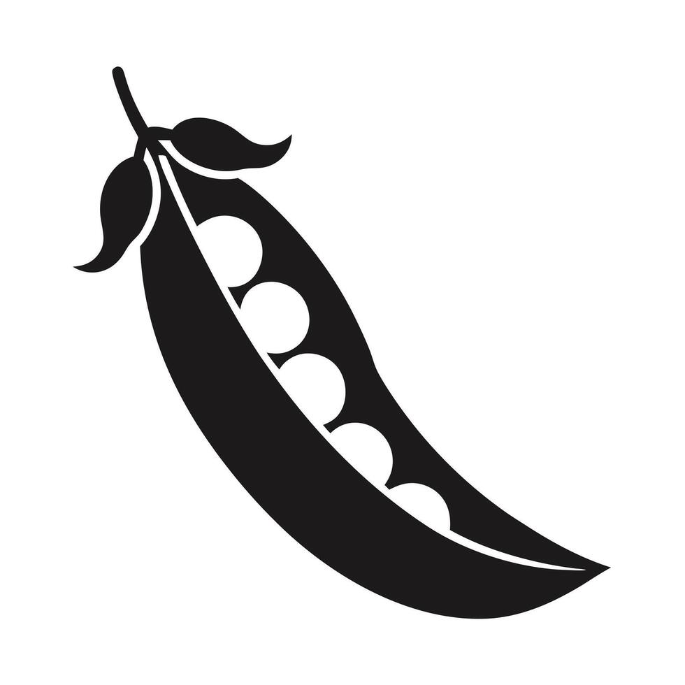 Black Silhouette Of Open Pea Pod vector