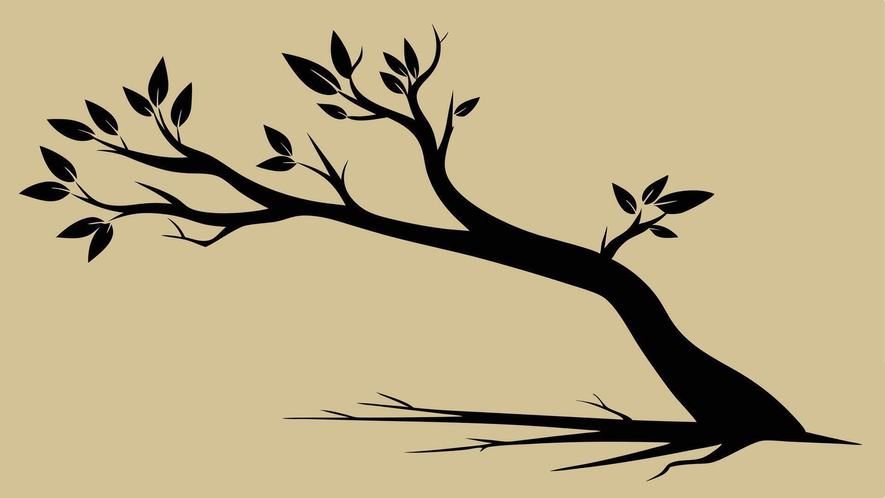 Black Tree Silhouette With Leafy Branches vector