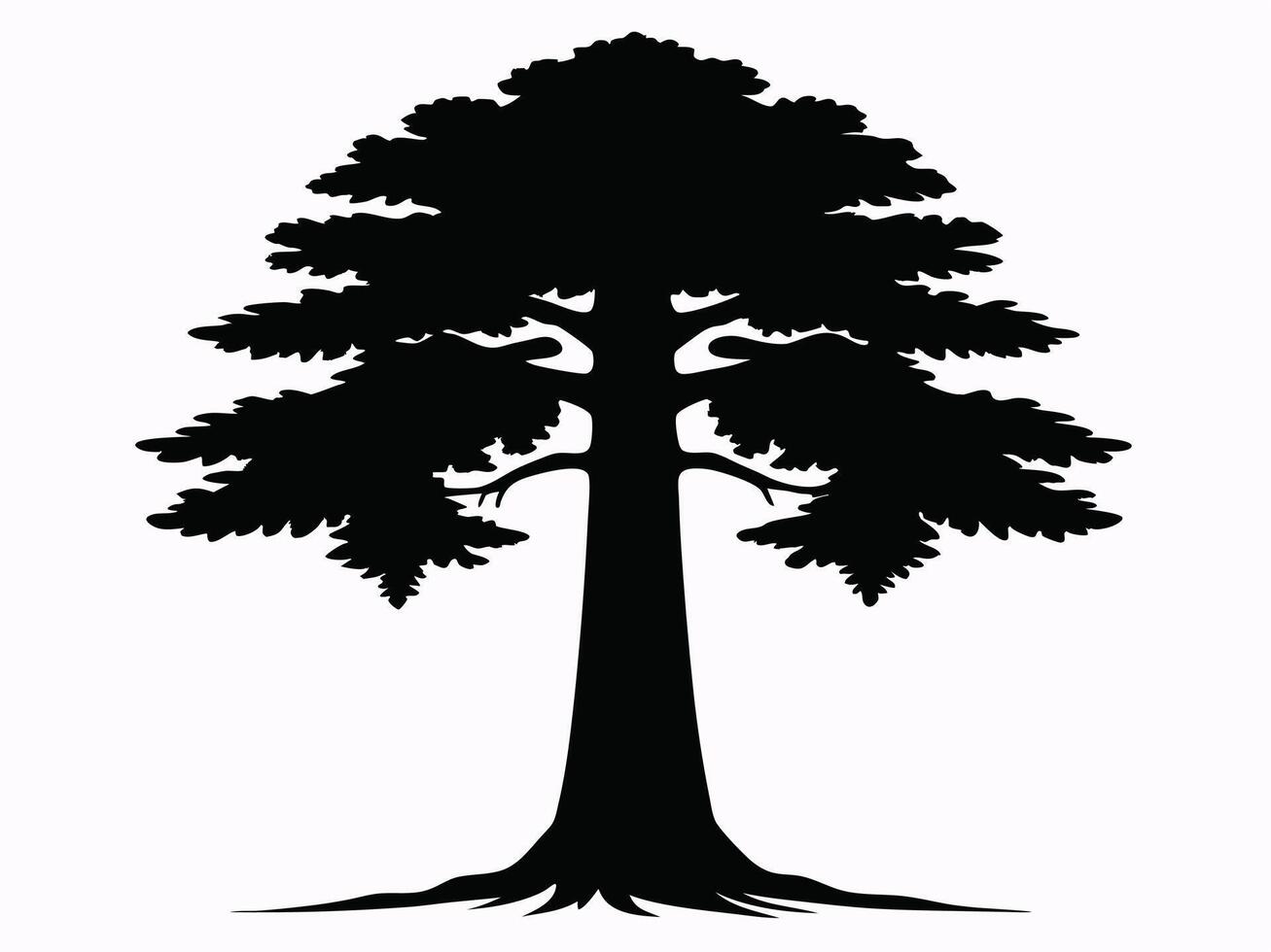 Black Silhouette Of A Tall Tree vector