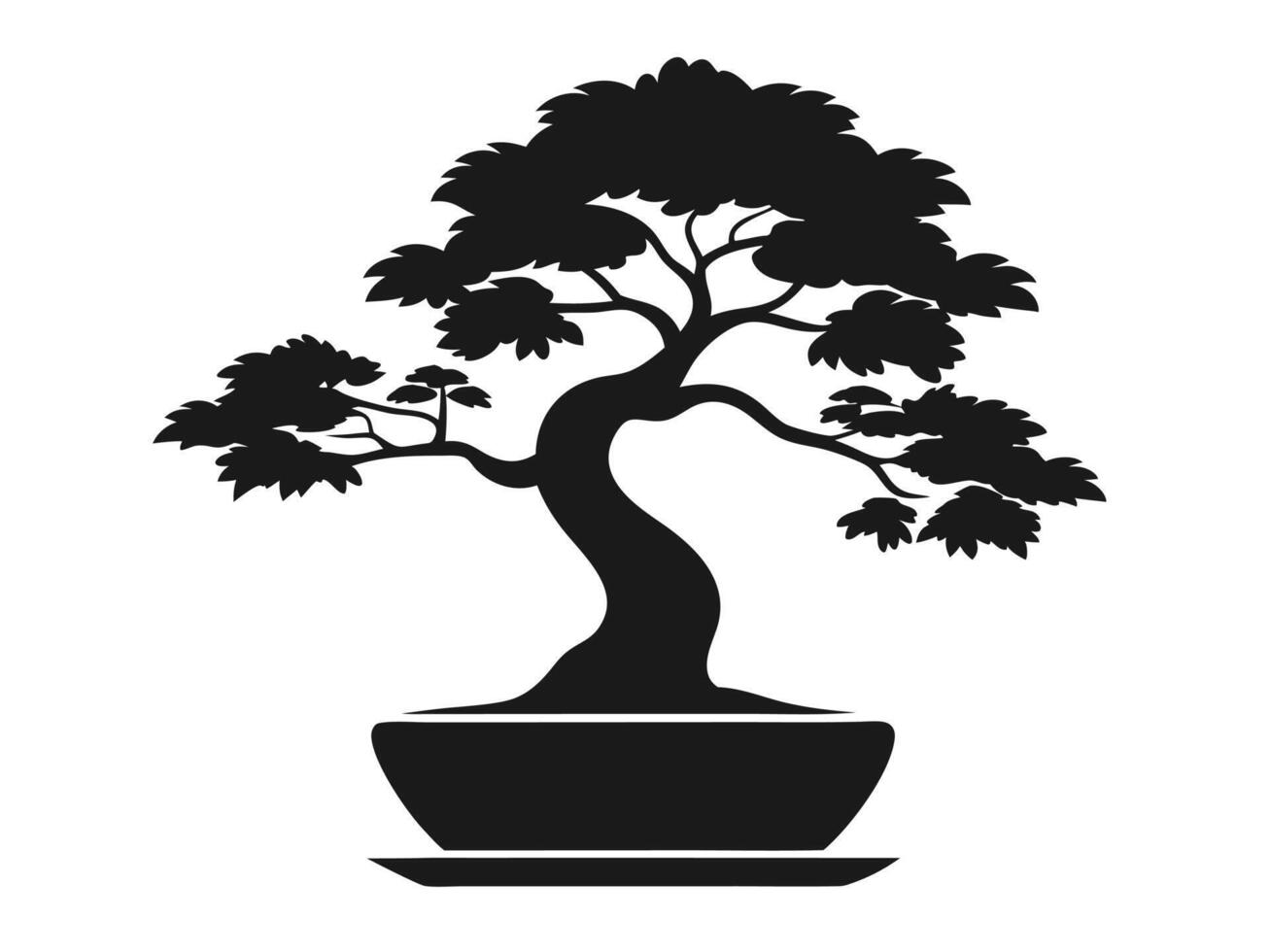 Bonsai Tree Silhouette Isolated Illustration vector
