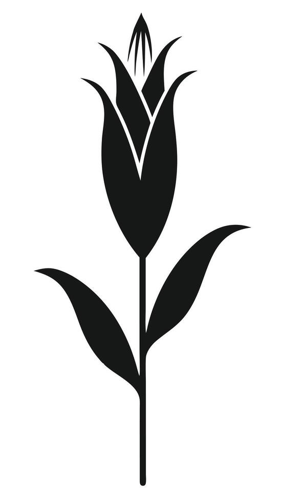 Black Flower Silhouette On White vector