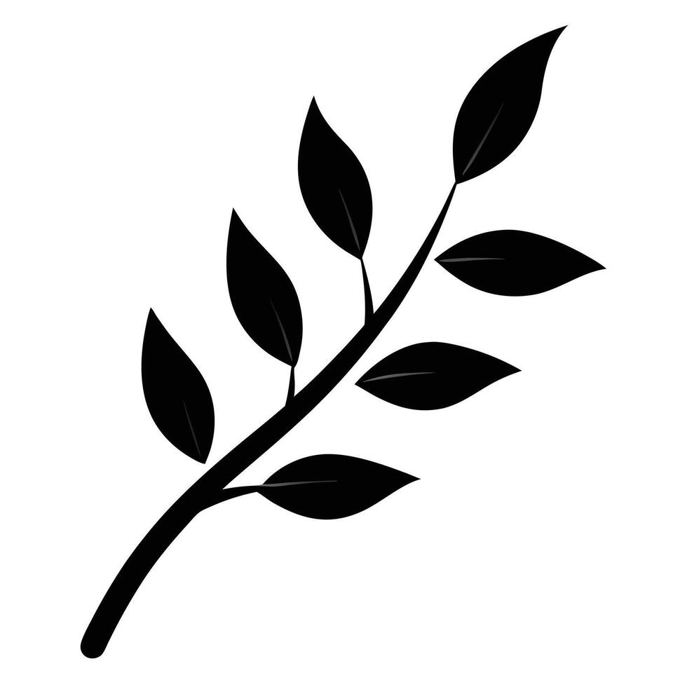 Black Leaf Branch On White vector