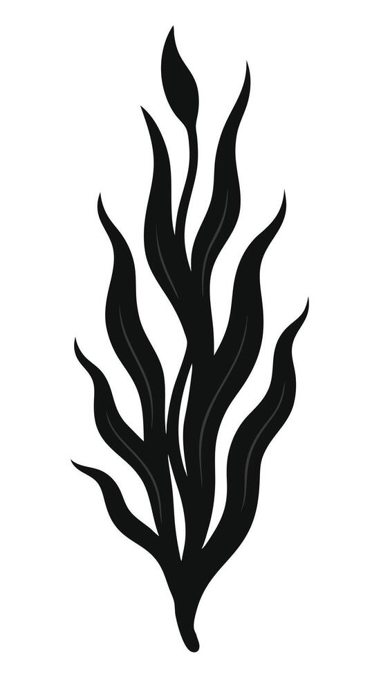 Black Seaweed Illustration On White Background vector