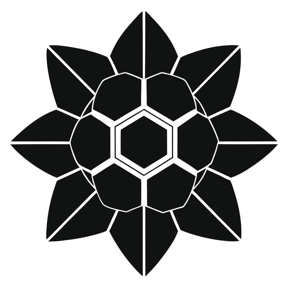 Black Geometric Flower Minimal Illustration vector
