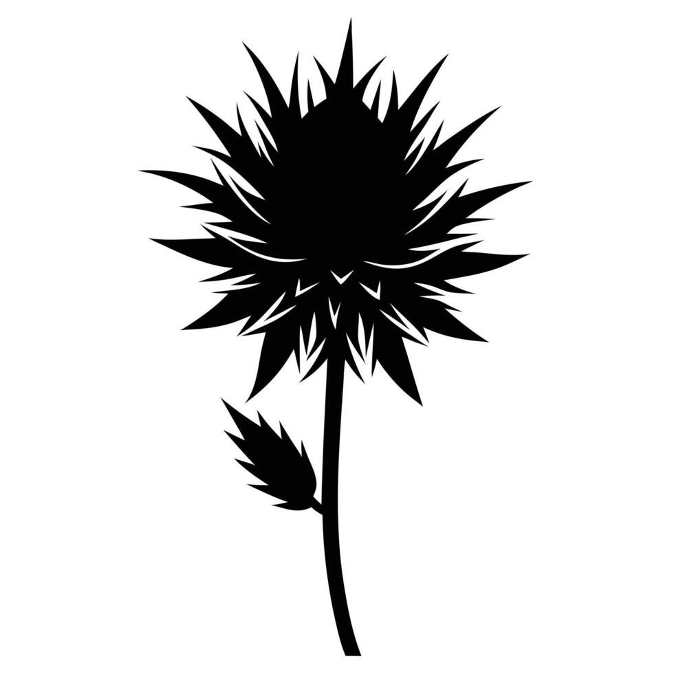 Thistle Flower Black Silhouette Illustration vector