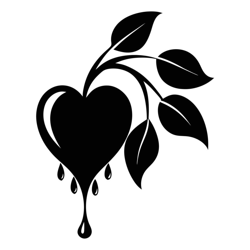 Bleeding Heart With Leaf Branch Graphic vector